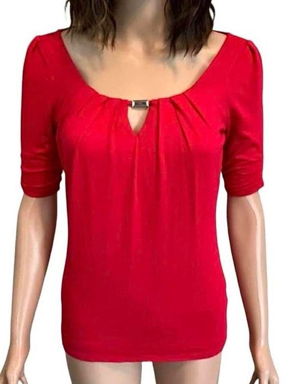 WHBM Red Keyhole Top